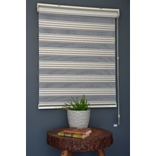 Halim Perdesan Zebra Stor Perde PLZ-804 Sütlü Kahve & Gri Renk Eteksiz Bambu 80 x 200 cm