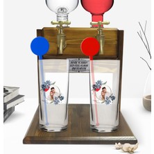 BK Kişiye Özel Renkli Baskılı Isimli Fotoğraflı Ikili Vodka Bardağı ve Çift Musluklu Doğal Ahşap Vodka Standı-34