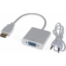 Boblov Sesli HDMI To VGA Kablo Çevirici Dönüştürücü HDMI VGA + Audio Dönüştürücü HDMI In VGA Out