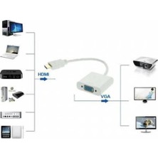 Boblov Sesli HDMI To VGA Kablo Çevirici Dönüştürücü HDMI VGA + Audio Dönüştürücü HDMI In VGA Out