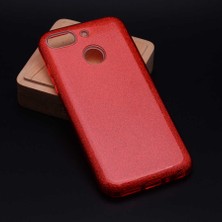 noktaks - General Mobile GM 8 Go - Kılıf Simli Koruyucu Shining Silikon - Kırmızı - T4391