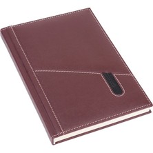 2K Deri Telefon Kılıflı Kapak Defter Ajanda Tarihsiz Kareli 17 x 24 cm Bordo