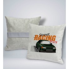 Bk Gift Street Racing Tasarımlı Kare Araç Koltuk Yastığı-1