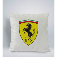 Bk Gift Ferrari Tasarımlı Kare Araç Koltuk Yastığı-1