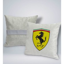 Bk Gift Ferrari Tasarımlı Kare Araç Koltuk Yastığı-1