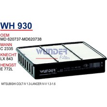 Wunder Mitsubishi Colt Iv 1.3-Lancer Iv-V 1.3-1.6 Hava Filtresi