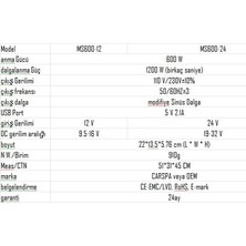 Carspa 600 Watt 24V Modifiye Sinüs Inverter