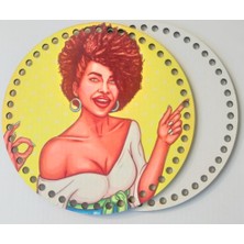 Angel Çanta Aksesuar Ahşap 20 cm Çapında Resimli Plaka Arkalıklı x Serisi No6