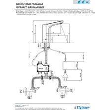 E.c.a 108108054 Luna Fotoselli Lavabo Bataryası Elektrikli T Adaptörlü
