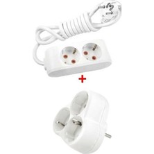 Viko Ekonomik 2'li Grup Priz Topraklı Çocuk Korumalı 8 Metre + Viko Yonca 3'lü Fiş-Priz