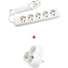 Viko Ekonomik 5'li Grup Priz Topraklı Çocuk Korumalı 4 Metre + Viko Yonca 3'lü Fiş-Priz