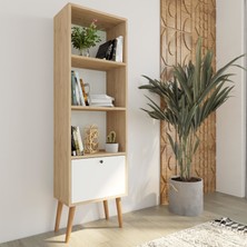 Bimossa W5020 Janus Kitaplık Beyaz Renk Yonga Levha 4 Raflı 30 cm Derinlikte Modern Tasarım