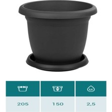 Villa Saksı 2.5 Litre Antrasit 3 Lü Takım