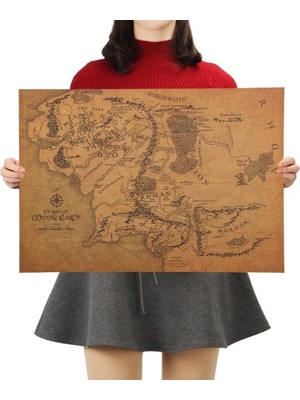 Caph Design Orta Dünya Haritası - Yüzüklerin Efendisi Kraft Poster - 35X50