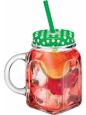 Paşabahçe Cam Kavanoz 2li Kupa Pipetli 80388 450CC Yeşil