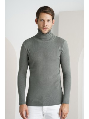 Tarz Cool Erkek Füme Düz Balıkçı Yaka Triko KAZAK-TRZ1406R06S