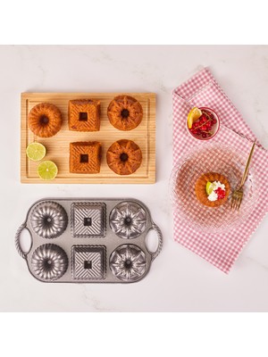 Emsan Griss One Six 6'lı Döküm Kek Kalıbı Gri