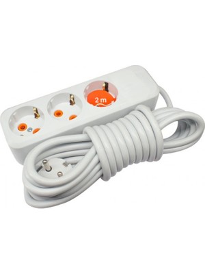 Asel 3'lü Ara Kablo Topraklı Grup Priz 2mt