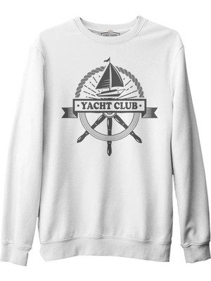 Lordd T-Shirt  Yat Kulübü - Dümen Beyaz Erkek Kalın Sweatshirt