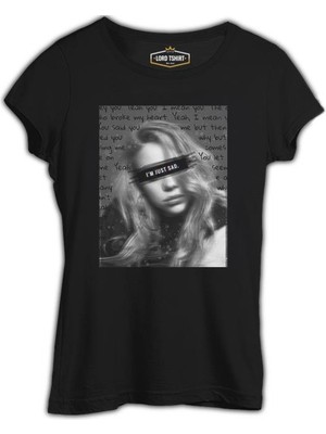 Lordd T-Shirt Billie Eilish - I'm Just Sad Siyah Kadın T-Shirt