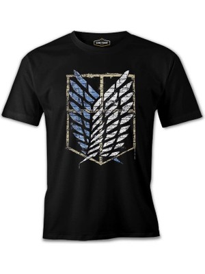 Lordd T-Shirt  Attack On Titan - Logo Paint Siyah Erkek T-Shirt