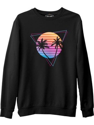 Lordd T-Shirt  Summer Night Lights Siyah Erkek Kalın Sweatshirt