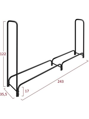 Abronya Metal Odun Rafı Odun Düzenleyici Siyah Renk 1 Adet