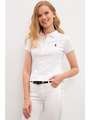 U.S. Polo Assn. Kadın Polo Yaka T-Shirt Beyaz