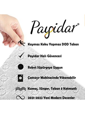 Payidar Kaymaz Dod Taban Yıkanabilir 150 x 120 cm. Desen 1086 Gri - Mavi Kesme Yolluk Halı