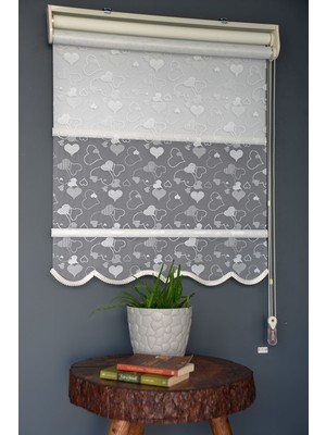 Halim Perdesan Çift Mekanizmalı Tül Stor Perde Dacuz-202 Kırık Beyaz Renk Etekli 110 x 200 cm