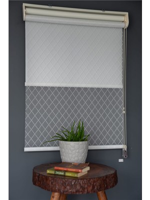 Halim Perdesan Çift Mekanizmalı Tül Stor Perde Dacuz-210 Kırık Beyaz Renk Eteksiz 130 x 200 cm