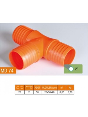 Medalyan 2" T Hortum Eki Plastik MD74
