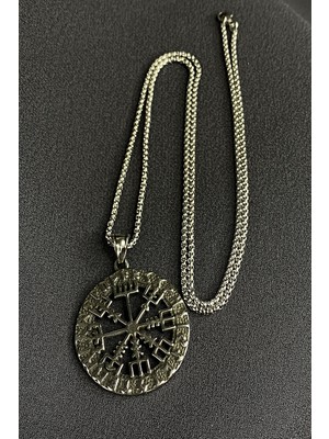 Mooni Accessories Viking Pusulası Vegvisir Model 316L Çelik Kolye