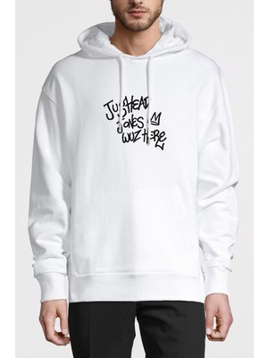 Qivi Riverdale Jughead Jones Was Here Baskılı Beyaz Erkek Örme Kapşonlu Sweatshirt Uzun Kol