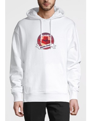 Qivi Carmen Sandiego Where In The World Is Cs Baskılı Beyaz Erkek Örme Kapşonlu Sweatshirt Uzun Kol