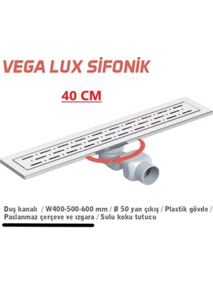 Maxiflow Vegalüx Sifonik Duş Kanal Paslanmaz Çerçeve 40 cm