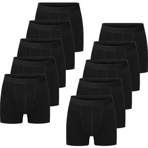 Siyah Erkek 10’lu Paket Düz Likralı Boxer Şort