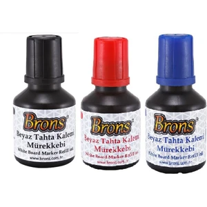 Beyaz Tahta Kalemi Mürekkebi - 3 Adet (Siyah, Mavi, Kırmızı) 30 ml, Canlı Renkler, Kolay Silinen, Desensiz