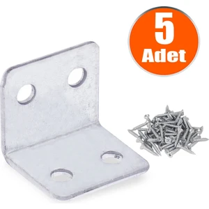Mobilya Dolap Köşe Bağlantı Sabitleme L Demir Gönye 25X25X30 mm (5 Adet)