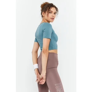 Tommy Life Mint Yeşili Kısa Kollu Dar Kalıp O Yaka Kadın Crop Top T-Shirt - 97149