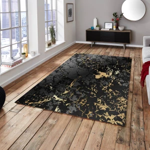 Cappio Halı Cappio Mermer Desenli Gold Halı (Makine'de Yıkanabilir)