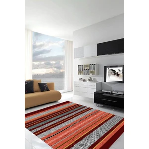 Cappio Halı Cappio Kilim Desenli Kırmızı Halı (Makine'de Yıkanabilir)