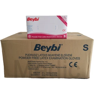 Pudrasız Lateks  Eldiven 100'LÜ (Small) - 20 Paket - 1 Koli