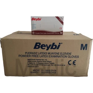 Pudrasız Lateks  Eldiven 100'LÜ (Medium) - 20 Paket - 1 Koli