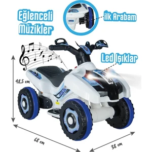 Uj Toys Müzikli ve LED Işıklı Akülü Atv 6V Ranger Beyaz Polis