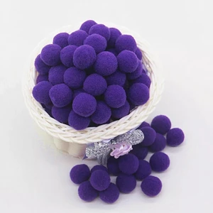 Yumuşak Keçe Peluş Ponpon 2 cm Çap 100'lü Mor
