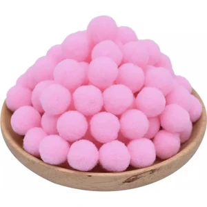 Yumuşak Keçe Peluş Ponpon 2 cm Çap 100'lü Pembe