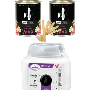 New Favor Pudralı Konserve Ağda 800 ml  '2li Set + Depirol Ağda Isıtıcı Makine 800 ml + 5 Ad Spatula Ağda Seti 4 Parça