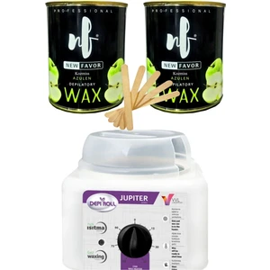 New Favor Azulen Konserve Ağda 800 ml  '2li Set + Depirol Ağda Isıtıcı Makine 800 ml + 5 Ad Spatula Ağda Seti 4 Parça