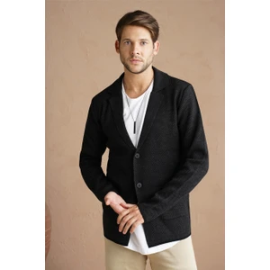 Tarz Cool Erkek Füme Şal Yaka Çelik Örgü Ceket HIRKA-HRKCKT1824R03S